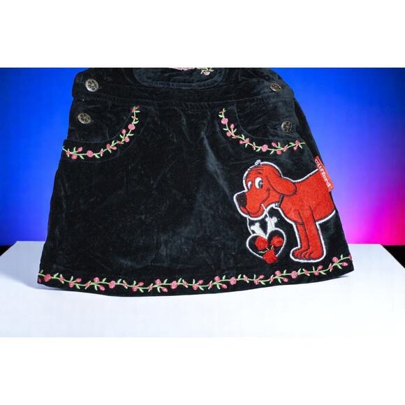 Rare Vintage Clifford the Big Red Dog Baby Dress 12M – Black Velvet Embroidered - Picture 3 of 6